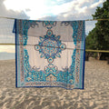 Celestial Mandala Tapestry – Bohemian Wall Hanging & Beach Throw | Turquoise & Navy