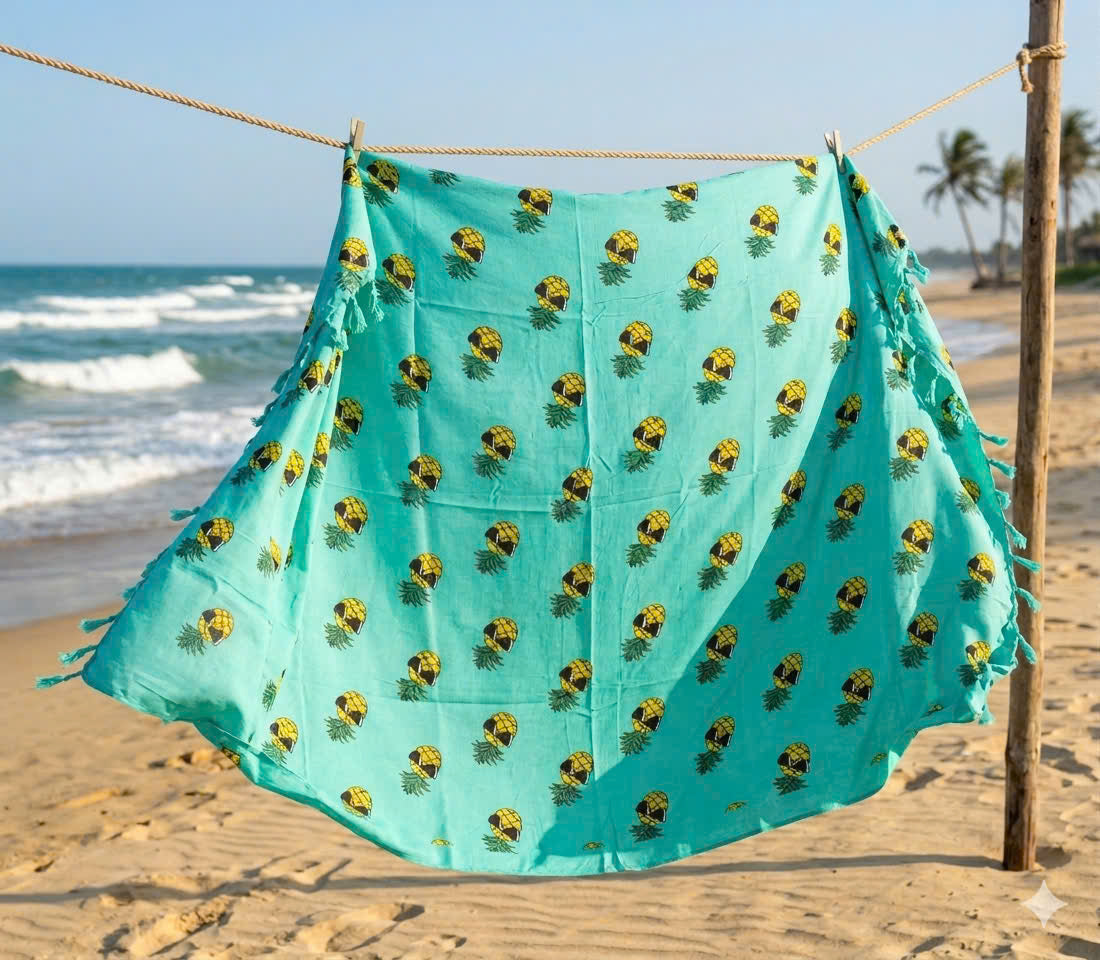 Pineapple Pug Sarong – Novelty Beach Cover-Up & Wrap | Mint Green