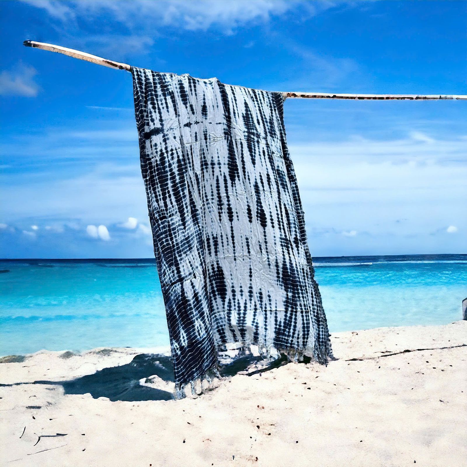 Indigo Wave Sarong – Versatile Beach Cover-Up & Wrap | Navy & White