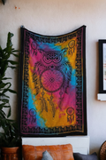 Dream Owl Tapestry – Multicolour Tie-Dye Bohemian Wall Hanging without logo